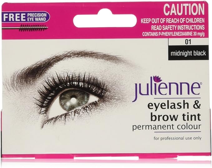 Julienne Eyelash and Eyebrow Permanent Midnight Black 01 Colour Tint 15ml x-pression