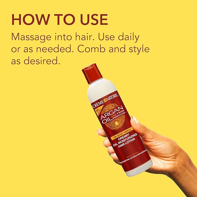 Crème of Nature, Argan Oil Hair Lotion, Creamy Oil Moisturizer to Help Restore Moisture and Add Shine, 8.45 Fl Oz x-pression