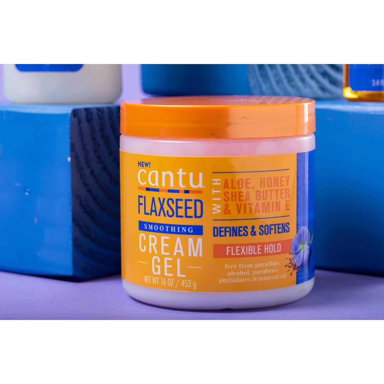Cantu Flaxseed Smoothing Cream Gel With Aloe, Honey Shea Butter & Vitamin E, 453g x-pression