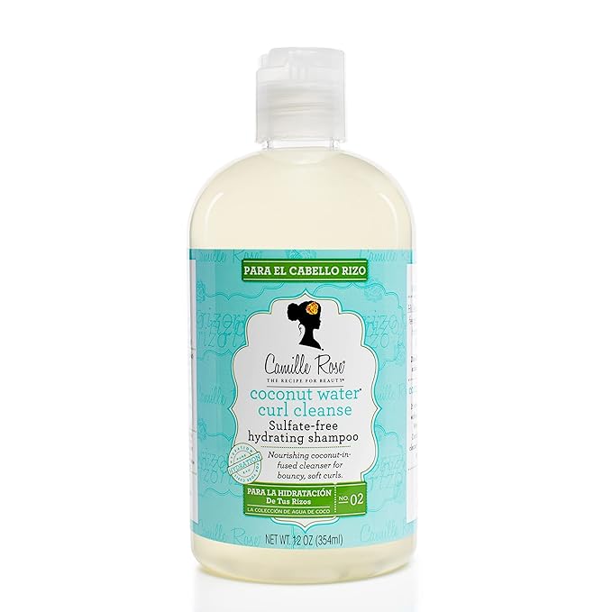 Camille Rose Coconut Water Curl Cleanse, Sulfate Free Hydrating Shampoo, with Coconut, Castor, and Rosemary Oils, for Soft Bouncy Curls, 12 oz x-pression