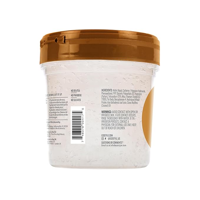 Eco Style Coconut Oil Styling Gel - Adds Luster and Moisturizes Hair - Weightless Styling and Superior Hold - Prevents Breakage and Split Ends - Promotes Scalp Health - Ideal for all Hair x-pression