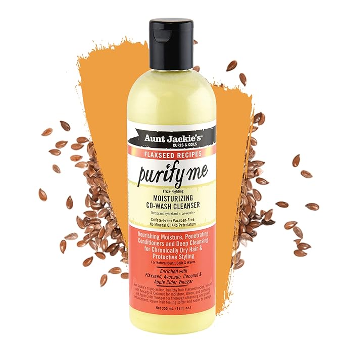 Aunt Jackie's Flaxseed Recipes Purify Me, Moisturizing Co-Wash Cleanser, Penetrating Conditioners and Deep Cleansing for Chronically Dry Hair, 12 Ounce Bottle x-pression
