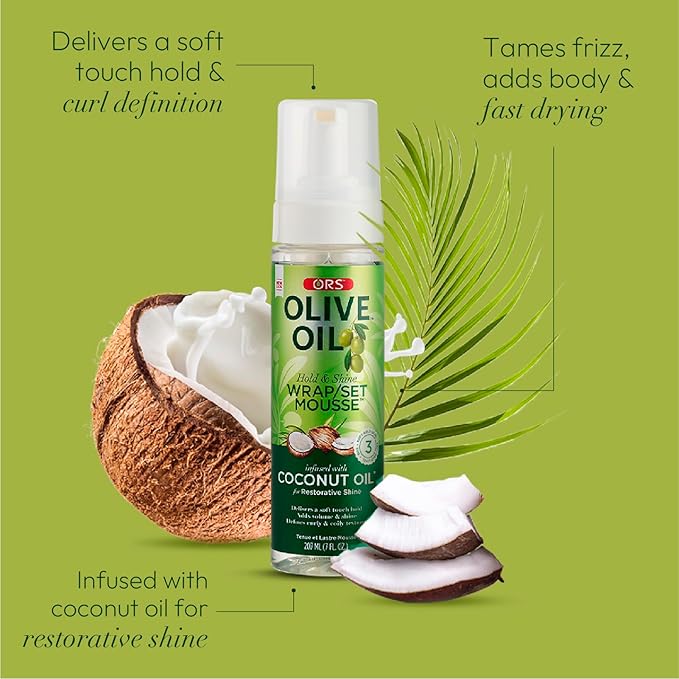 ORS Olive Oil Hold & Shine Wrap/Set Mousse, 7 fL oz, 207 ml x-pression