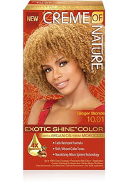 Exotic Shine Hair Color by Crème of Nature, 10.01 Ginger Blonde, with Argan Oil from Morocco, 1 Application x-pression
