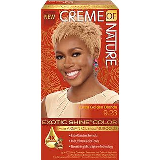 Crème of Nature Exotic Shine Hair Color With Argan Oil from Morocco, 9.23 Light Golden Brown, 1 Application x-pression