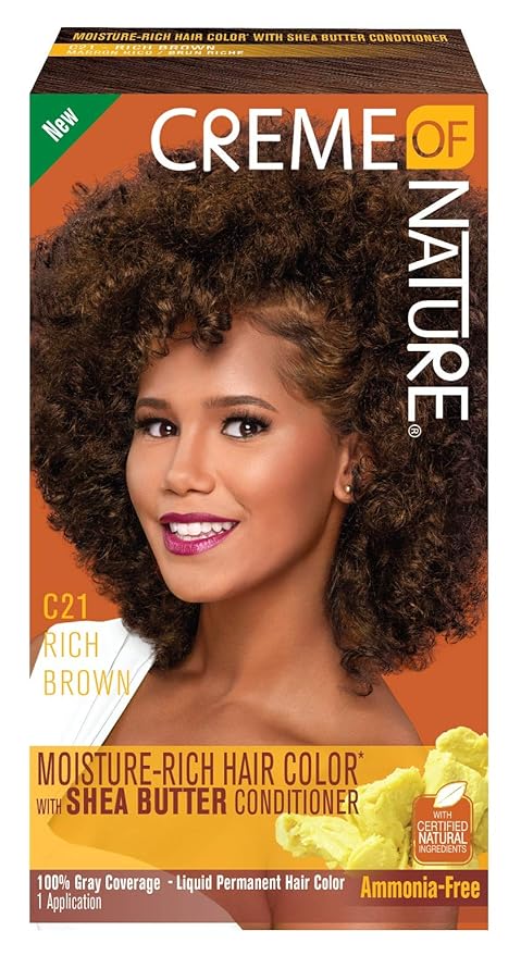 Crème of Nature Moisture Rich Hair Color Kit, C21 Rich Brown, 1 Application x-pression