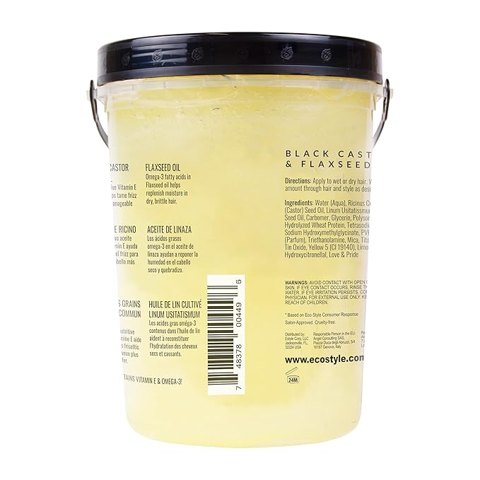 Eco Style Black Castor and Flaxseed Oil Styling Gel - Helps Nourish and Repair Damaged Hair - Promotes Healthy Scalp - Provides Superior and Weightless Hold - Delivers Long Lasting Shine x-pression