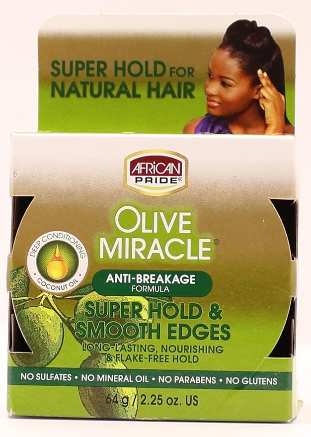 African Pride Olive Miracle Silky Smooth Edges, 2.25 Ounce, 64g x-pression