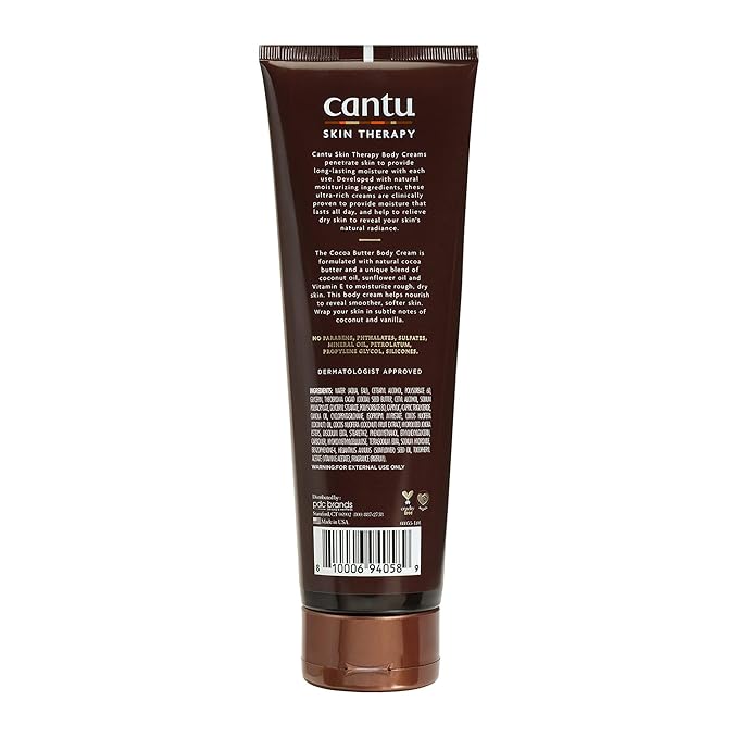 Cantu Therapy Cocoa Butter Hydrating Body Cream for very Dry Skin, 8.5 Oz x-pression