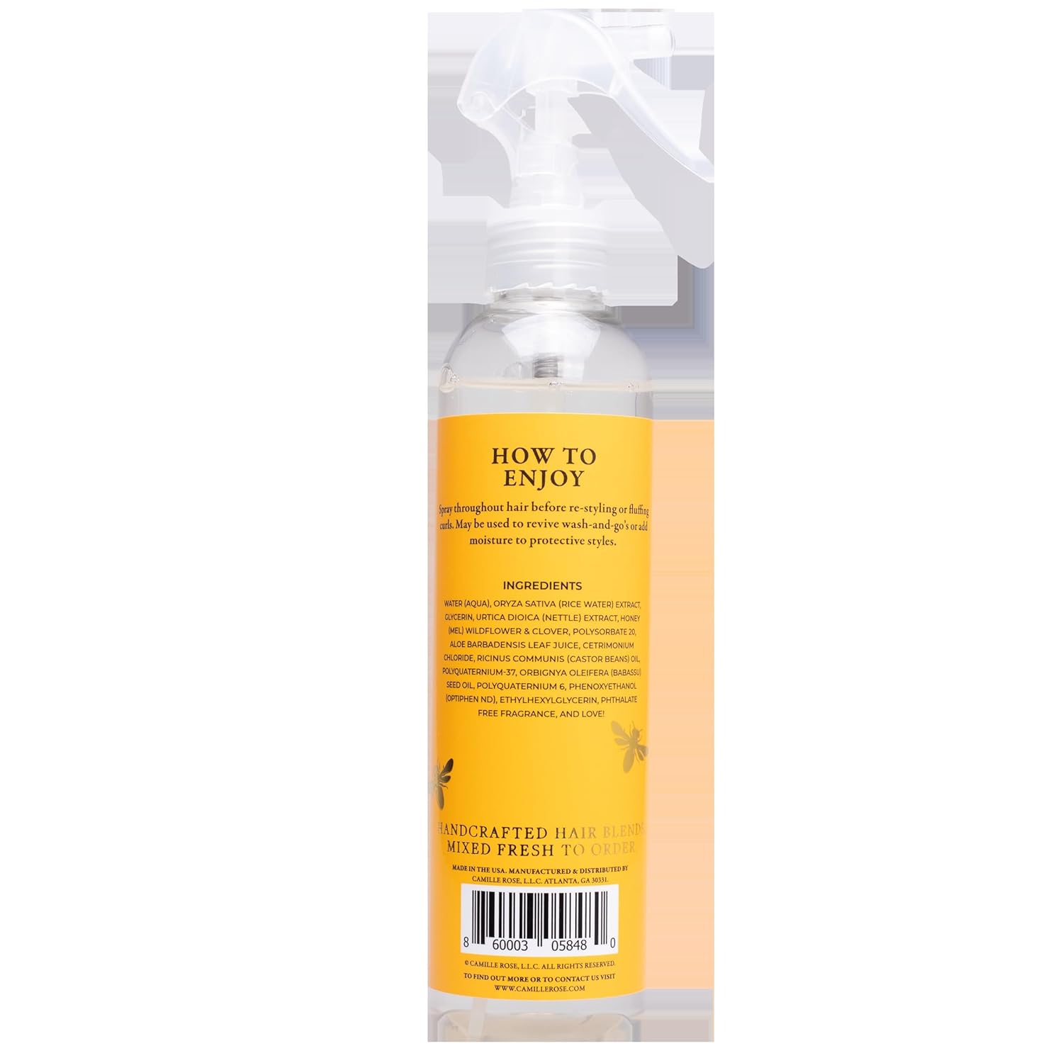 Camille Rose Honey Dew Liquid Moisture Hair Refresher, with Honey and Nettle Root, for a Daily Curl Refresh and Soft, Silky Hair, 8 fl oz x-pression