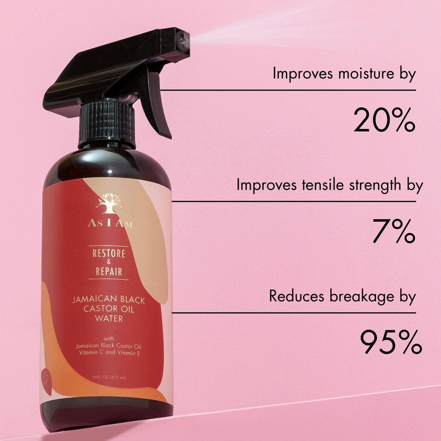 As I Am JBCO Water 16 oz - Nano Curl Strengthener - Moisturizes and Detangles - Anti-Frizz - Increases Fiber Strength - Enriched with Jamaican Black Castor Oil, Vitamin C, and Vitamin E, Red x-pression