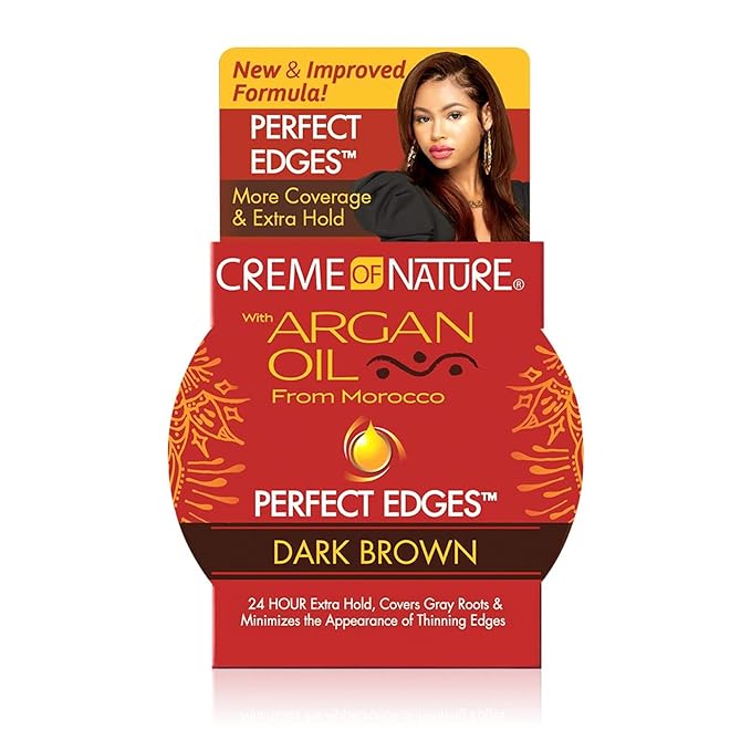 Creme of Nature with Argan Oil From Morocco Perfect Edges Hair Gel, 24 Hour Hold with Moisture and Exotic Shine, Dark Brown, 2.25 Oz x-pression