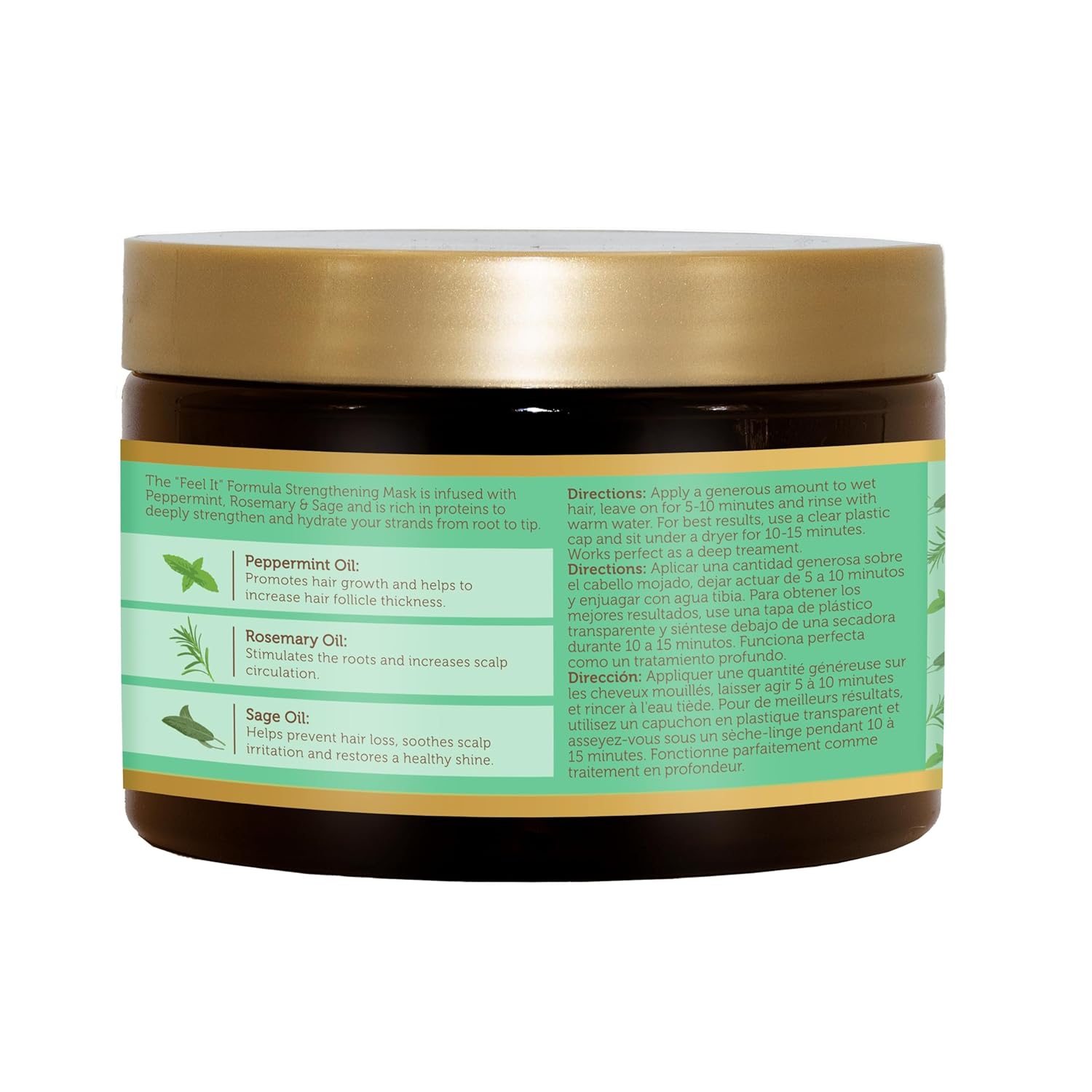 African Pride Feel It Formula Hair Strengthening Mask Treatment with Peppermint, Rosemary & Sage, For All Hair Types - Aids Hair Growth, Nourishes Split Ends & Dry Scalp, 12oz x-pression