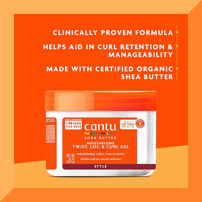 CANTU MOISTURISING TWIST &  LOCK GEL WITH SHEA BUTTER, 13oz x-pression