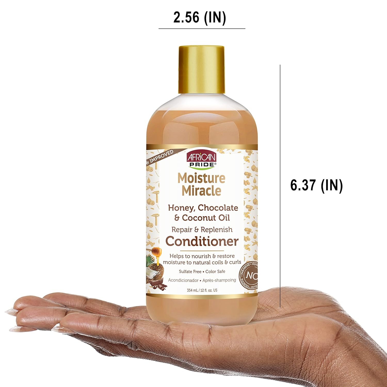 African Pride Moisture Miracle Honey, Chocolate & Coconut Oil Conditioner - Helps Repair & Replenish Moisture to Natural Coils & Curls, Nourishes & Restores, Sulfate Free, Color Safe, 12 oz x-pression