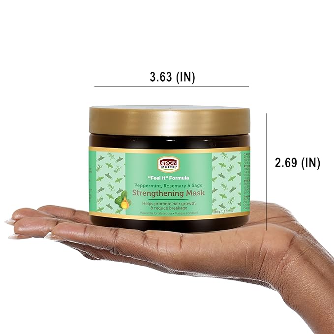 African Pride Feel It Formula Hair Strengthening Mask Treatment with Peppermint, Rosemary & Sage, For All Hair Types - Aids Hair Growth, Nourishes Split Ends & Dry Scalp, 12oz x-pression