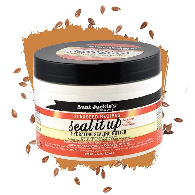 Aunt Jackie's Flaxseed Recipes Seal It Up, Hydrating Sealing Butter, Helps Prevent and Repair Damaged Hair, Jar, 7.5 Oz x-pression