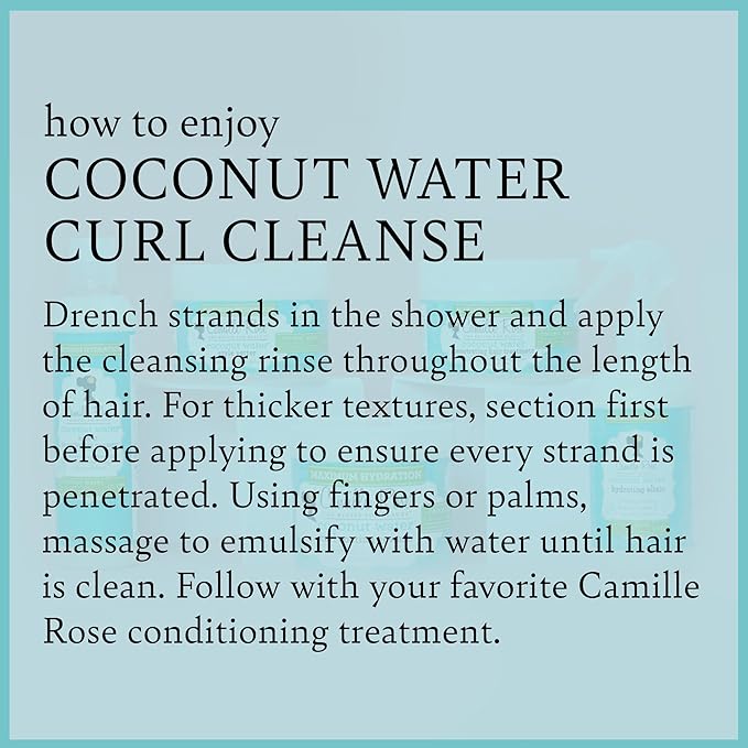 Camille Rose Coconut Water Curl Cleanse, Sulfate Free Hydrating Shampoo, with Coconut, Castor, and Rosemary Oils, for Soft Bouncy Curls, 12 oz x-pression