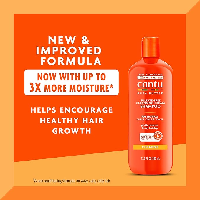 Cantu Sulfate-Free Cleansing Cream Shampoo, 13.5 Fluid Ounce (400 ml) x-pression