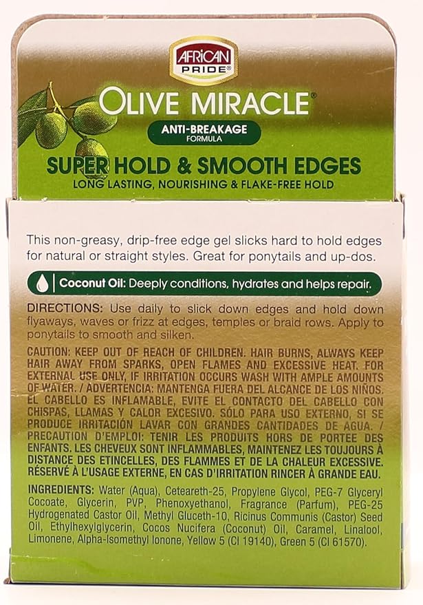 African Pride Olive Miracle Silky Smooth Edges, 2.25 Ounce, 64g x-pression