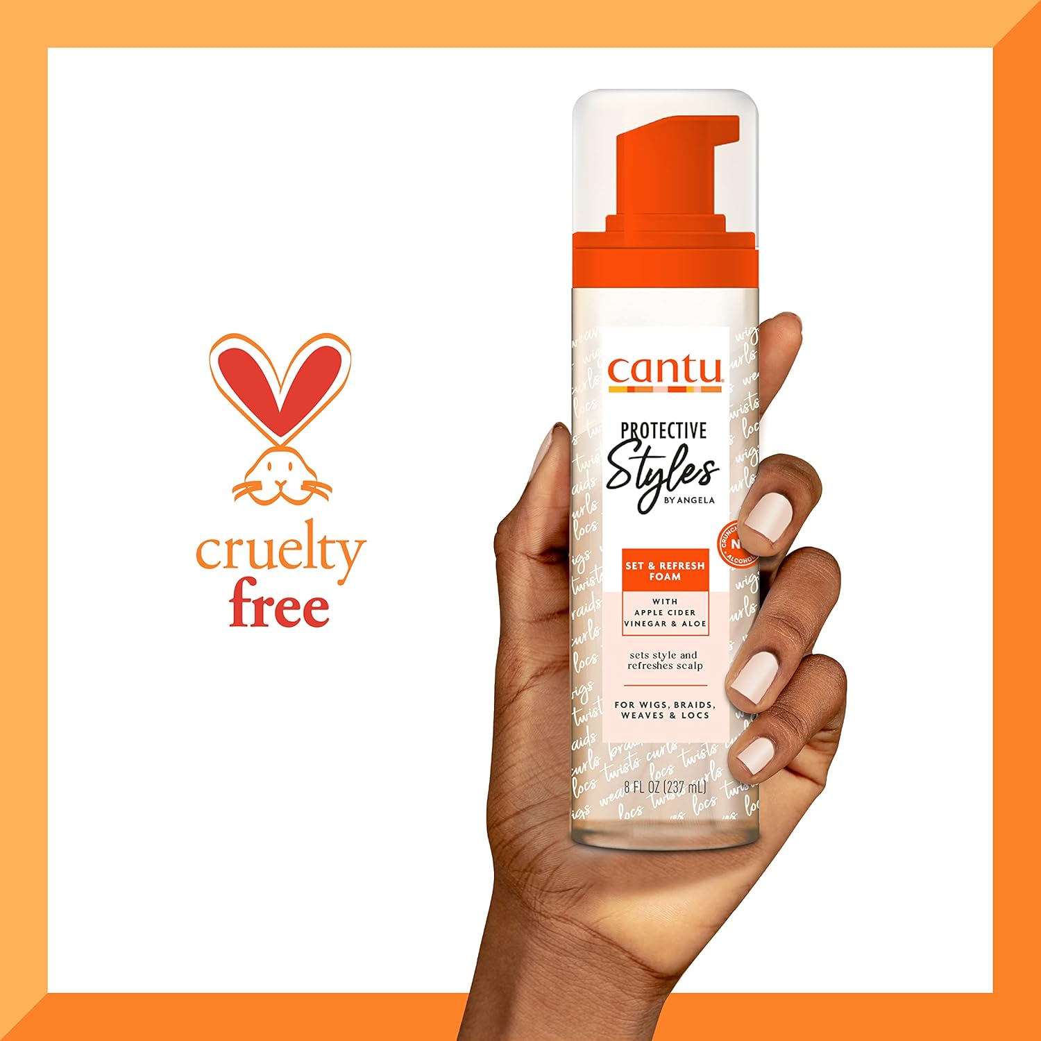 CANTU Protective Styles by Angela Set & Refresh Foam with Apple Cider Vinegar & Aloe, 8 Ounce, 237 ml x-pression