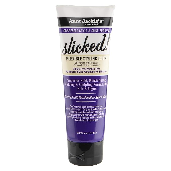 Aunt Jackie's Grapeseed Style and Shine Recipes Slicked Flexible Hair Styling Glue, Superior Hold, 4 Ounce x-pression