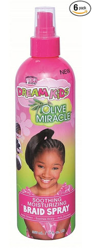 African Pride Dream Kids Olive Miracle Soothing Moisturizing Braid Spray, 12 oz x-pression