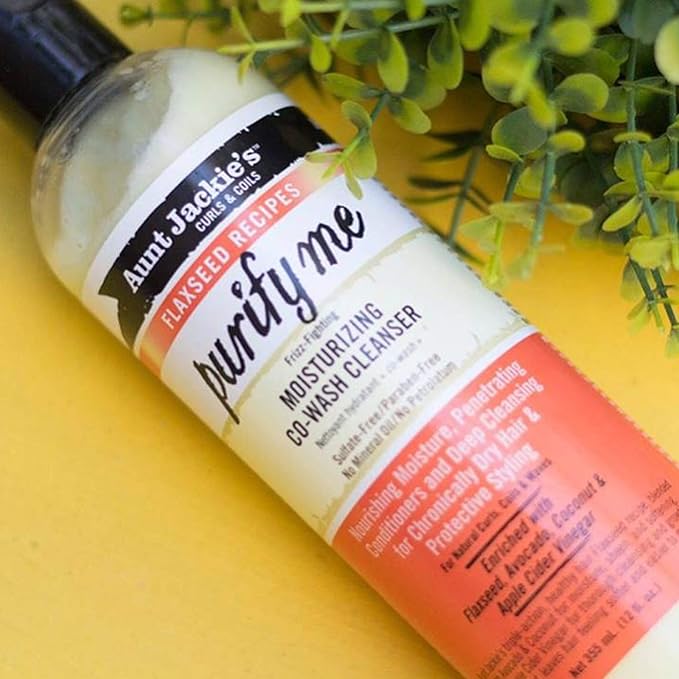 Aunt Jackie's Flaxseed Recipes Purify Me, Moisturizing Co-Wash Cleanser, Penetrating Conditioners and Deep Cleansing for Chronically Dry Hair, 12 Ounce Bottle x-pression