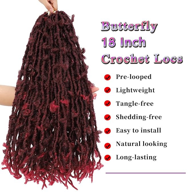 Cherish Bulk Butterfly Locs 12” & 18” - Pre-Looped Crochet Hair for Effortless & Stylish Faux Locs x-pression
