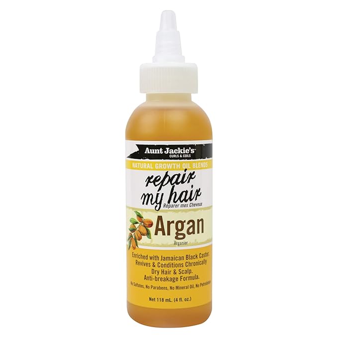 Aunt Jackie's Natural Growth Oil Blends Repair My Hair - Argan, Revives and Conditions Chronically Dry Hair and Scalp, Anti-Breakage Formula, 4 oz x-pression