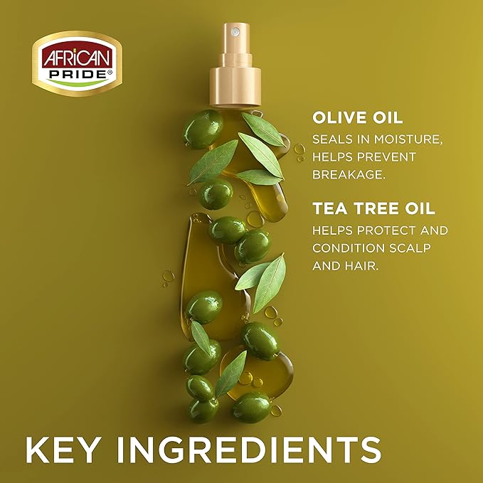 African Pride Olive Miracle 7-IN-1 Leave-In Moisture Restore Hair Curl Refresher, Provides Moisture & Helps Repair Natural Coils & Curls, Enriched with Olive & Tea Tree Oil, 12 oz x-pression