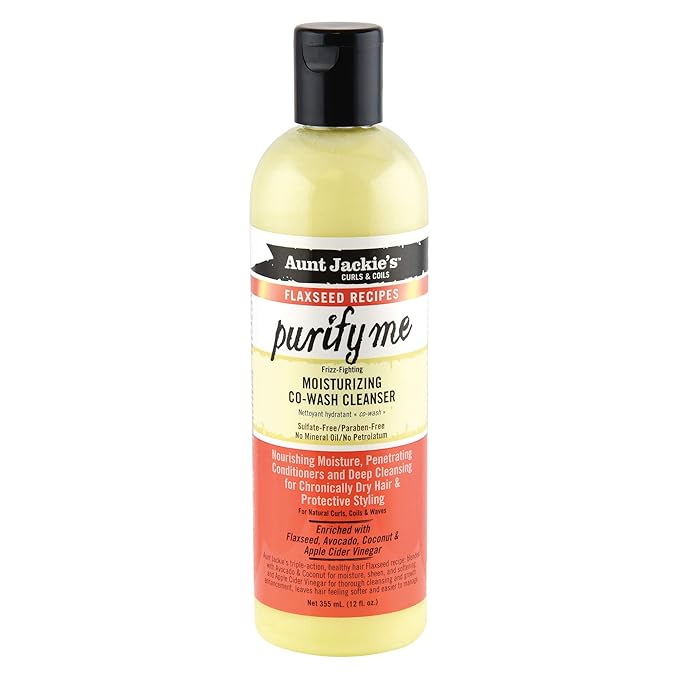 Aunt Jackie's Flaxseed Recipes Purify Me, Moisturizing Co-Wash Cleanser, Penetrating Conditioners and Deep Cleansing for Chronically Dry Hair, 12 Ounce Bottle x-pression
