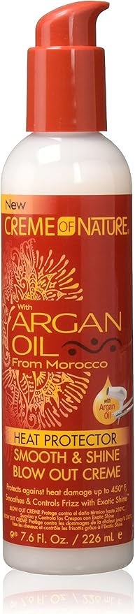 CREME OF NATURE ARGAN OIL HEAT PROTECTOR SMOOTH & SHINE BLOW OUT CREAM 7.6OZ x-pression