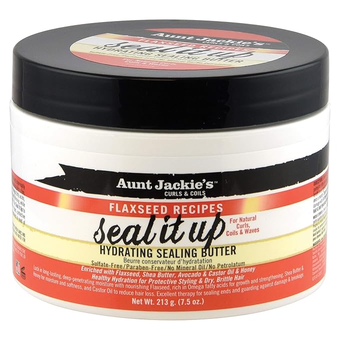 Aunt Jackie's Flaxseed Recipes Seal It Up, Hydrating Sealing Butter, Helps Prevent and Repair Damaged Hair, Jar, 7.5 Oz x-pression