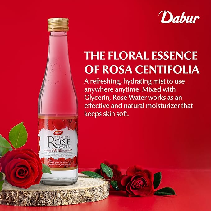 Dabur Rose Water - Elevate Your Culinary Artistry & Unveil Glowing Skin w/Handpicked Red Roses - Aromatic Elixir Perfect for Enhancing the Flavors of Your Dishes & Reveals Your Beauty - 250ML x-pression