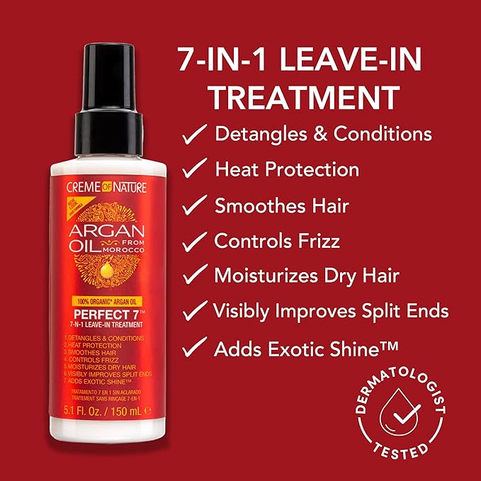Crème of Nature, Argan Oil for Hair, Perfect 7-in-1 Leave-in Treatment, for Healthy Hair with Exotic Shine, 5.1 Fl Oz x-pression