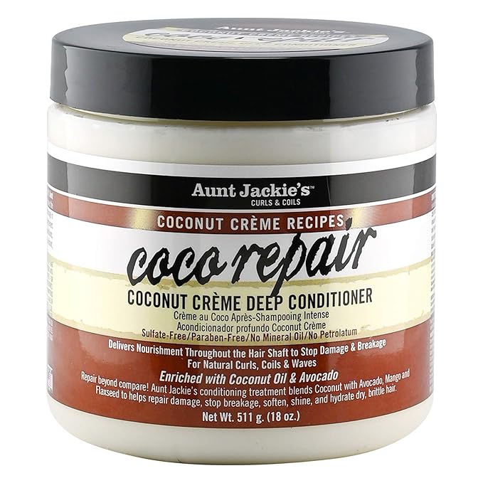Aunt Jackie's Coconut Crème Recipes Coco Repair Deep Hair Conditioner, Delivers Nourishment, Stops Damage, Breakage for Natural Curls, 15 oz x-pression