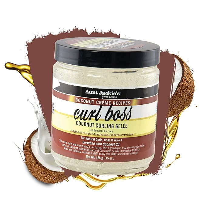 Aunt Jackie's Coconut Crème Recipes Curl Boss Coconut Curling Hair Gel for Naural Curls, Coils and Waves, 15 oz x-pression