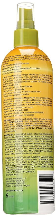 African Pride Olive Miracle Braid Sheen Spray, Regular, 12 oz x-pression