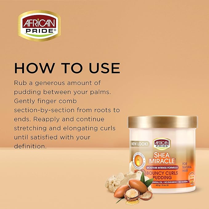 African Pride Shea Butter Miracle Bouncy Curls Pudding, 15 Ounce x-pression