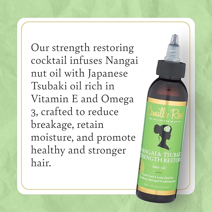 Camille Rose Nangai & Tsubaki Strength Restore Hair Oil, for Strengthening Repair and Reducing Breakage, 4 fl oz x-pression