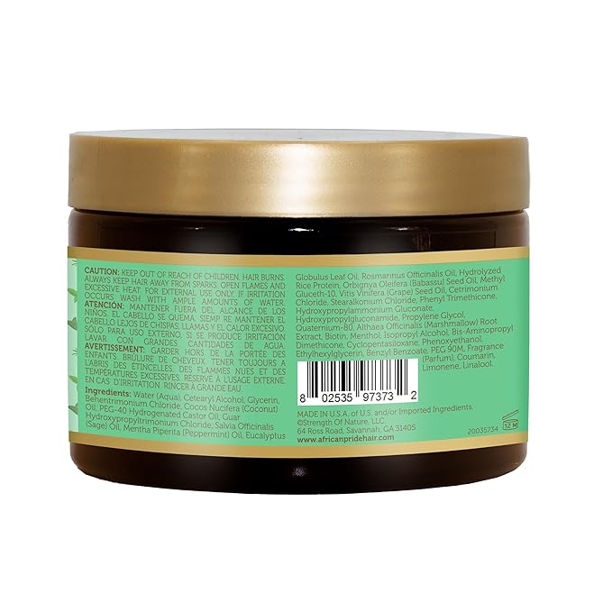 African Pride Feel It Formula Hair Strengthening Mask Treatment with Peppermint, Rosemary & Sage, For All Hair Types - Aids Hair Growth, Nourishes Split Ends & Dry Scalp, 12oz x-pression
