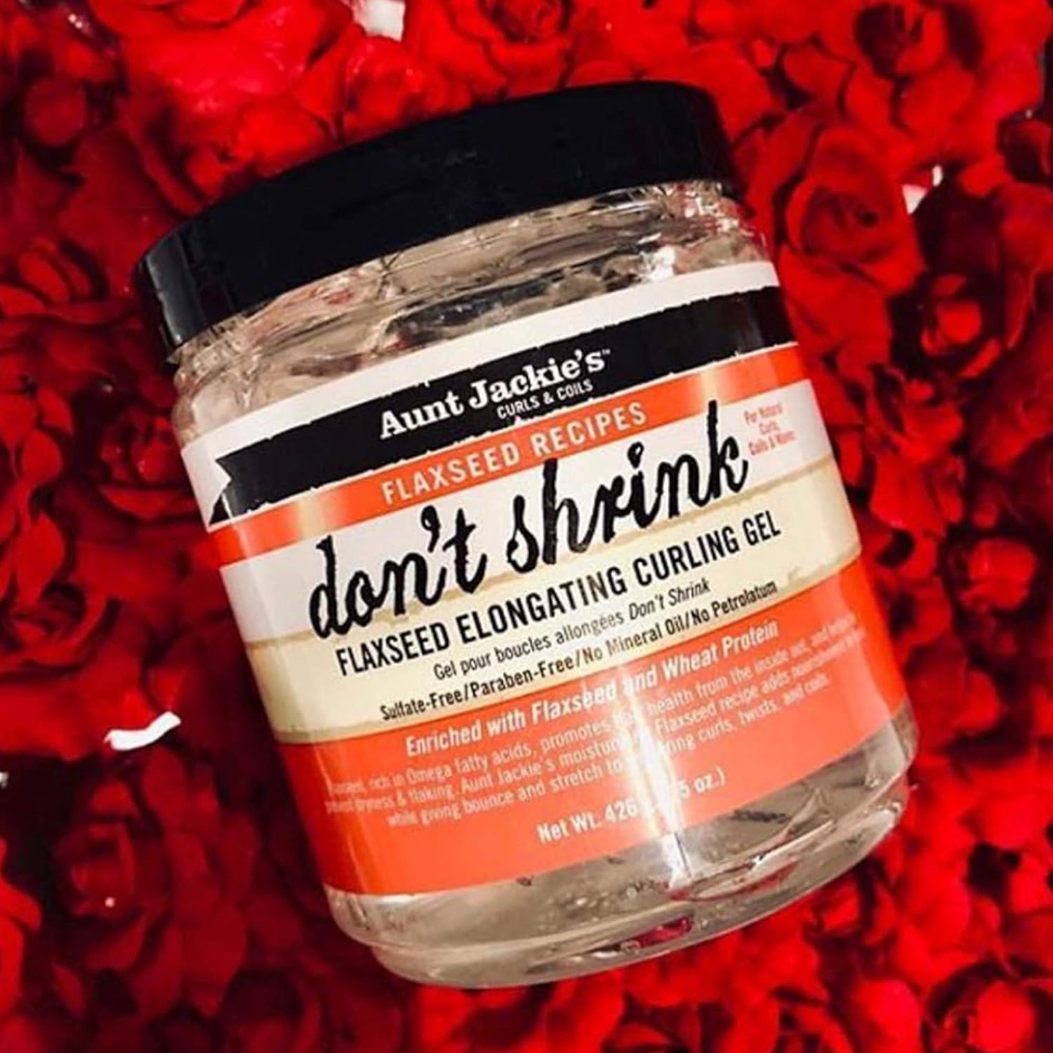 Aunt Jackie's Flaxseed Recipes Don't Shrink Elongating Hair Curling Gel for Natural Curls, Coils and Waves, Helps Prevent Dryness and Flaking, 15 oz x-pression