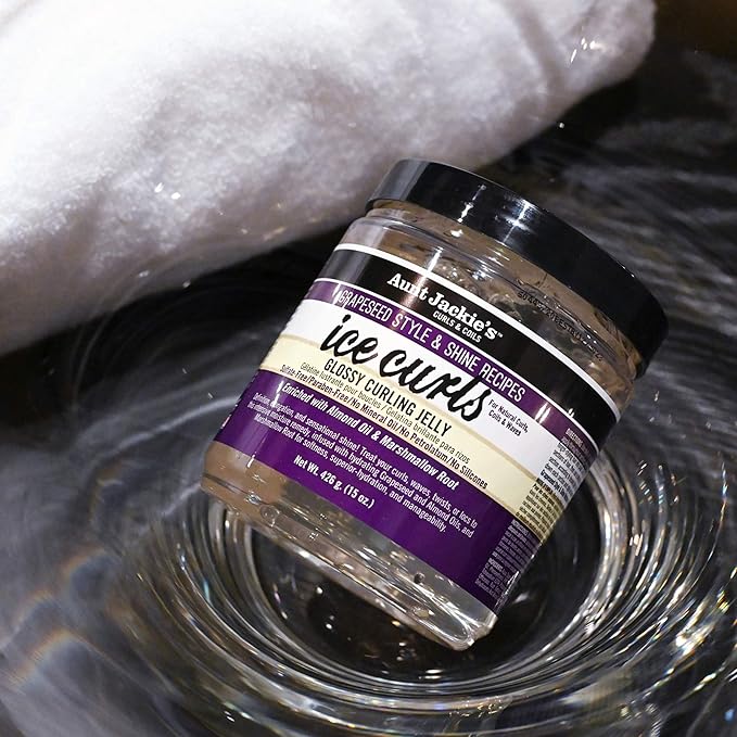 Aunt Jackie's Grapeseed Style and Shine Recipes Ice Curls Glossy Curling Jelly, Hydrates, Softens, Makes Waves, Curls and Coils Easier to Style, 15oz x-pression