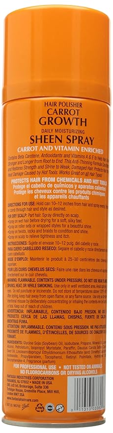IC Fantasia Hair Polisher Carrot Growth Sheen Spray Triple Strength, 14 Oz x-pression