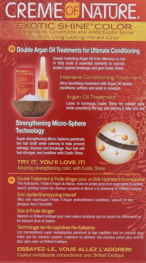 Crème of Nature Exotic Shine Hair Color With Argan Oil from Morocco, 3.0 Soft Black, 1 Application x-pression