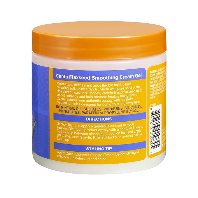 Cantu Flaxseed Smoothing Cream Gel With Aloe, Honey Shea Butter & Vitamin E, 453g x-pression