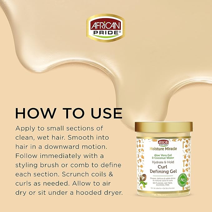 African Pride Moisture Miracle Hydrate & Hold Curl Defining Hair Gel, For Natural Coils & Curls, Hydrates & Controls Frizz, 18 oz x-pression