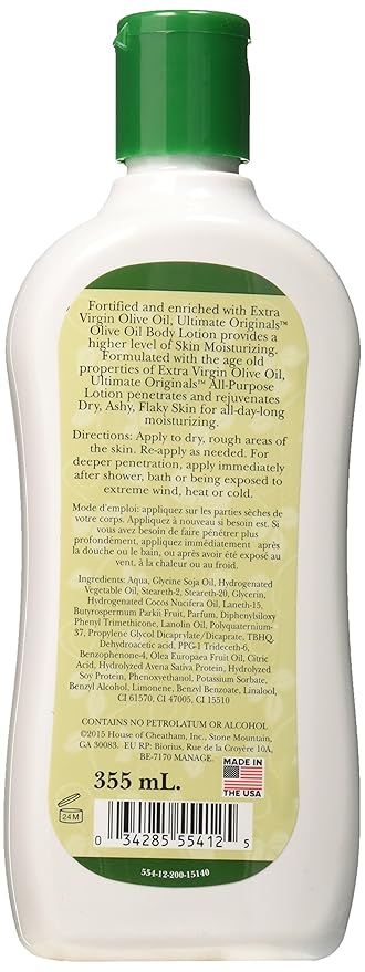 Originals by Africa's Best Extra Virgin Olive Oil Moisturizing Body Lotion, Formulated To Penetrate, Moisturize, Replenish, and Rejuvenate Dry Skin, 12oz Bottle x-pression