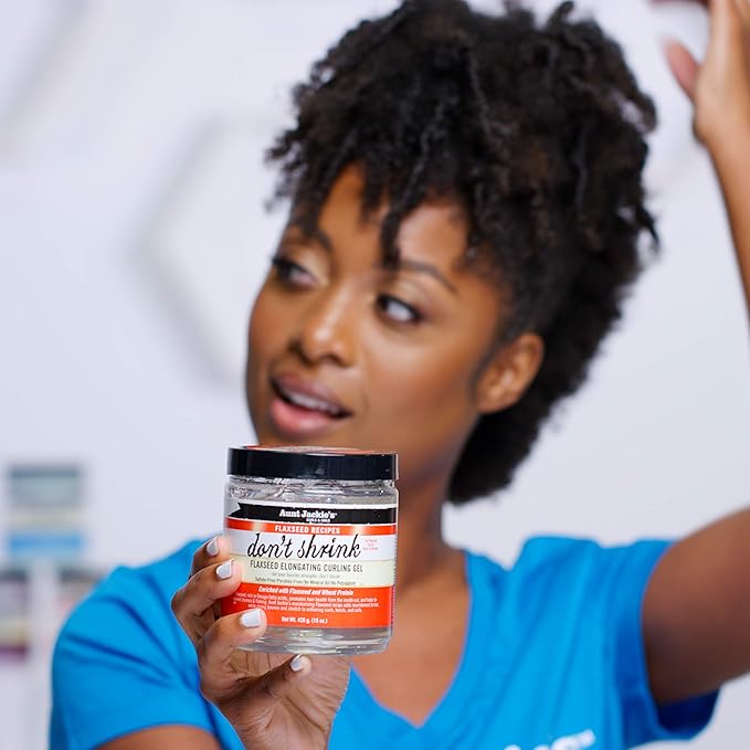 Aunt Jackie's Flaxseed Recipes Don't Shrink Elongating Hair Curling Gel for Natural Curls, Coils and Waves, Helps Prevent Dryness and Flaking, 15 oz x-pression